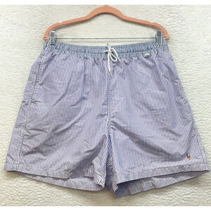 Polo by Ralph Lauren Blue and White Striped Swim Trunks